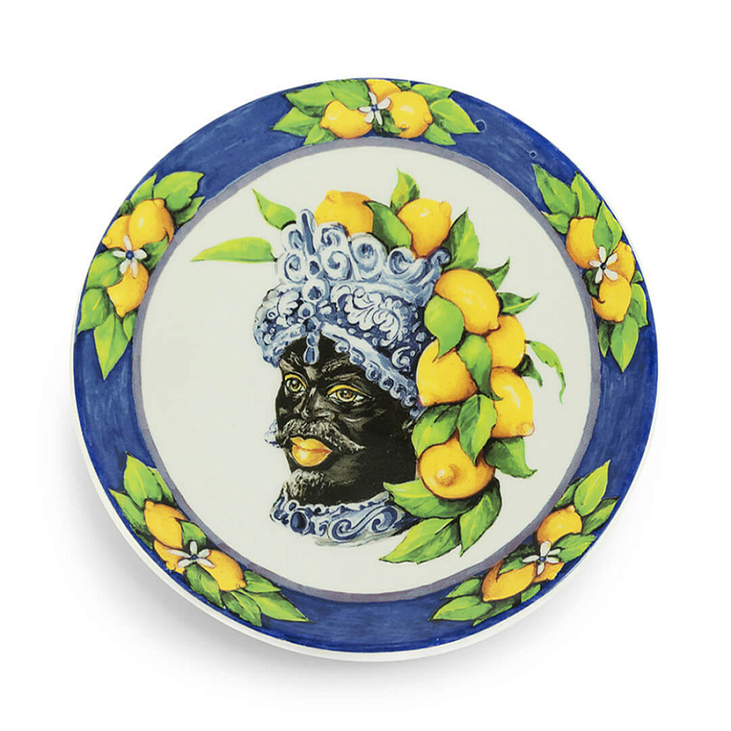 Тарелка Abhika PLATE MORO HEAD SMALL D 15,5 Blue Темно-синий Желтый Тарелка Abhika PLATE MORO HEAD SMALL D 15,5 Blue Темно-синий Желтый в Челябинске | Loft Concept