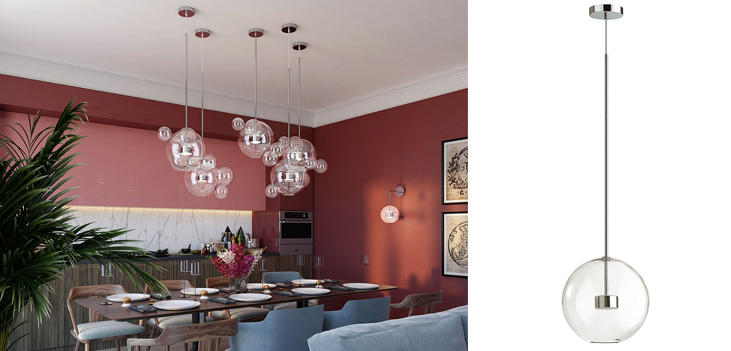 Подвесной светильник Transparent Bubble chromium Подвесной светильник Transparent Bubble chromium - Loft-Concept в Челябинске