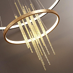 Люстра подвесная с 2-мя круглыми подвесами в черном и золотистом цвете и вертикальными подвесками Ring Horizontal варинант исполнения - 3 | Loft Concept в Челябинске