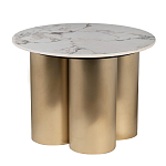 Стол журнальный круглый керамогранит белый Keramos варинант исполнения - 1 | Loft Concept в Челябинске