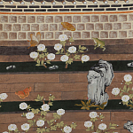 Обои ручная роспись The Art of Learning and Steps for the Flowers by Teo Yang Special Colourway on purple painted Xuan paper варинант исполнения - 2 | Loft Concept в Челябинске