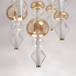 Люстра с плафонами из прозрачного и янтарного стекла в виде шаров и ромбов Gabriel Scott Luna варинант исполнения - 10 | Loft Concept в Челябинске