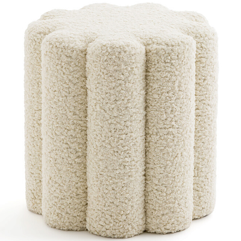 Пуф с обивкой из ткани букле Flo Pouf Кремовый в Челябинске | Loft Concept 