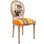 Стул бежевый в разноцветную полоску из натурального бука с изображением птиц и цветов Blooming Birds Colorful Stripes Chair варинант исполнения - 2 | Loft Concept в Челябинске