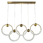 Линейная люстра с плафонами в виде пяти колец Five Rings Gilbertine Linear Chandelier варинант исполнения - 2 | Loft Concept в Челябинске