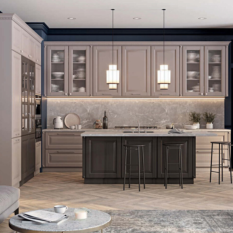 Угловая кухня с островом из массива дерева Amaline Kitchen Set Бежевый Коричневый Угловая кухня с островом из массива дерева Amaline Kitchen Set Бежевый Коричневый в Челябинске | Loft Concept