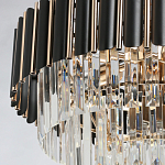 Люстра из черного металла с многоярусными подвесками из прозрачного хрусталя на золотой цепи Empire Black Chandelier Crystal варинант исполнения - 5 | Loft Concept в Челябинске