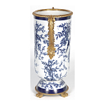 Ваза с бронзовыми ручками и синим цветочным узором Blue & White Ornament варинант исполнения - 3 | Loft Concept в Челябинске