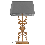 Настольная лампа на ажурном чугунном основании с серым абажуром Openwork Lamp варинант исполнения - 3 | Loft Concept в Челябинске