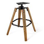 Барный стул со спинкой и металлической подставкой на 4-х деревянных ножках Бежевый Велюр Vendramin Chair варинант исполнения - 9 | Loft Concept в Челябинске