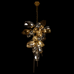 Люстра подвесная вытянутой формы с плафонами из стекла и металла с двумя вертикальными подвесками Gilded Mirage  варинант исполнения - 6 | Loft Concept в Челябинске