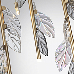 Люстра с золотистыми трубками и прозрачными стеклянными листьями на подвесах Sylva  варинант исполнения - 7 | Loft Concept в Челябинске