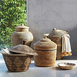 Корзина с крышкой из плетеного ротанга Jumaane Wicker Basket варинант исполнения - 3 | Loft Concept в Челябинске