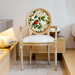 Стул с подлокотниками золотистый из бука с изображением птиц и цветов Blooming Red Birds варинант исполнения - 3 | Loft Concept в Челябинске