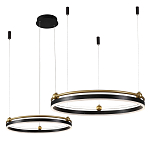 Люстра подвесная с двумя кольцами черного и золотого цвета Ring Horizontal варинант исполнения - 2 | Loft Concept в Челябинске