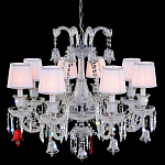 Люстра с 8-ю белыми текстильными абажурами и хрустальными подвесками Lustre Reverie варинант исполнения - 1 | Loft Concept в Челябинске