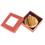 Зеркало карманное складное круглое из натурального камня Оникс в подарочной упаковке Gold Stone Mirrors варинант исполнения - 3 | Loft Concept в Челябинске