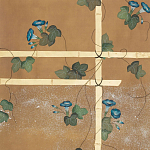 Обои ручная роспись Morning Glory Original colourway on gold metallic silk варинант исполнения - 2 | Loft Concept в Челябинске