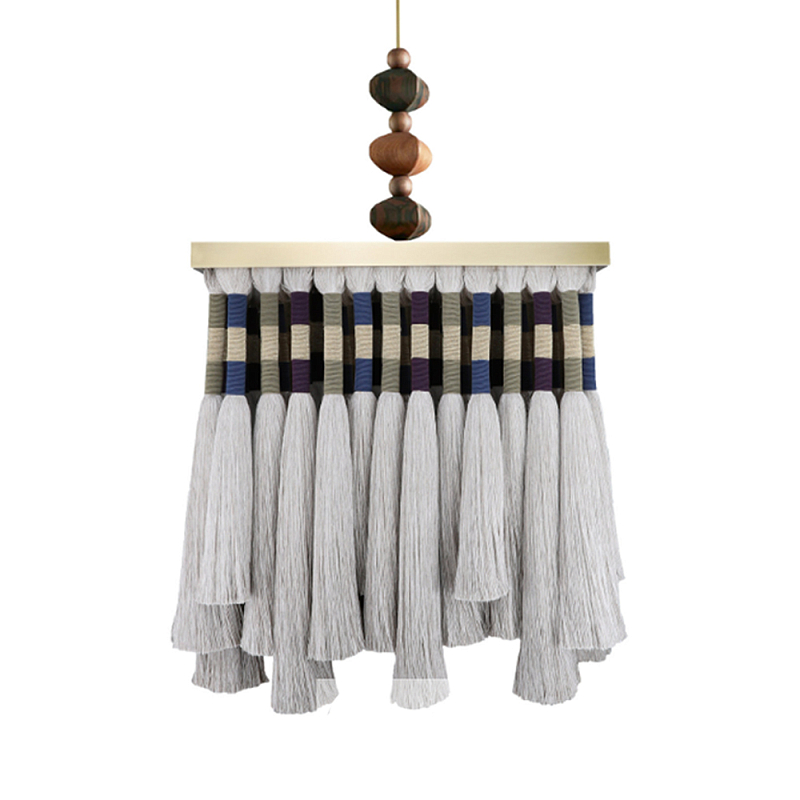 Люстра квадратная плетеная с бахромой Wicker Square Chandelier with Tassels Мульти Люстра квадратная плетеная с бахромой Wicker Square Chandelier with Tassels Мульти в Челябинске | Loft Concept