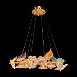 Люстра круглая на золотом каркасе с птичками и цветочным декором Miscellaneous herbs варинант исполнения - 1 | Loft Concept в Челябинске