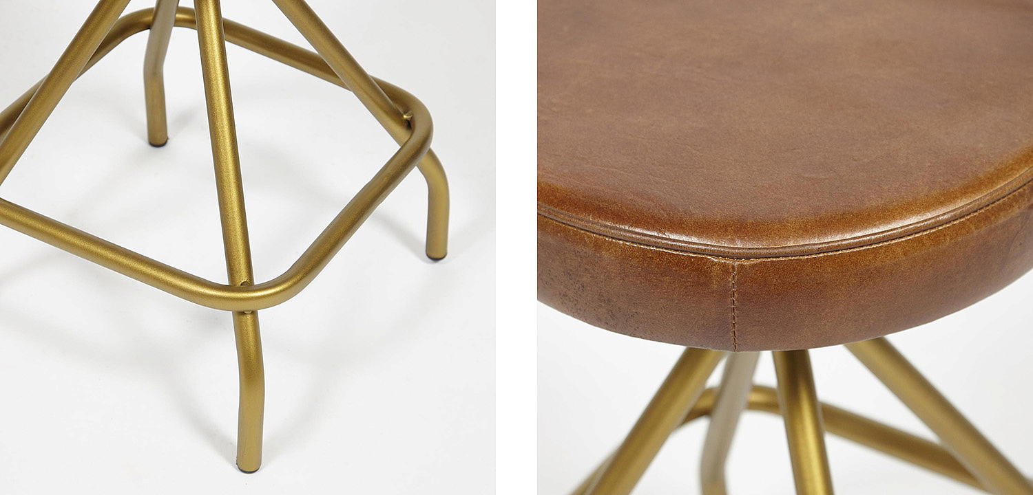 Стул из кожи буйвола Industrial leather stool Стул из кожи буйвола Industrial leather stool - Loft-Concept в Челябинске