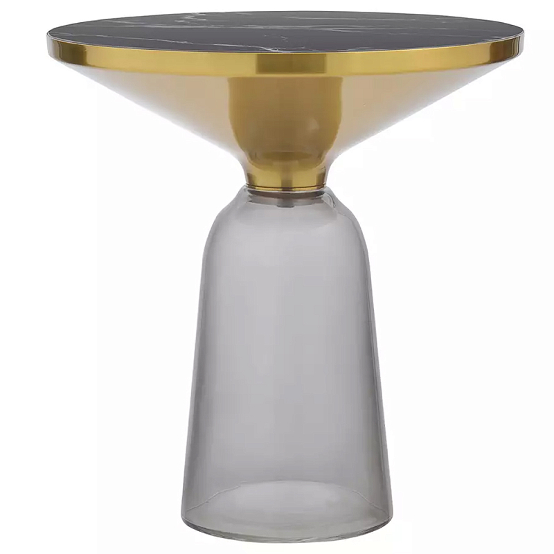 Кофейный столик с круглой стеклянной столешницей с мраморным узором Round Gray Table with Pattern Серый Черный Кофейный столик с круглой стеклянной столешницей с мраморным узором Round Gray Table with Pattern Серый Черный в Челябинске | Loft Concept