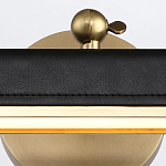 Светильник для картин цвет винтажная латунь с прямоугольным плафоном из кожи черного цвета Alora варинант исполнения - 5 | Loft Concept в Челябинске