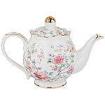 Чайник из фарфора белый с цветочным принтом Flower Porcelain Collection варинант исполнения - 1 | Loft Concept в Челябинске