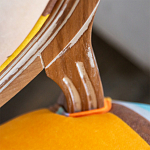 Стул бежевый в разноцветную полоску из натурального бука с изображением птиц и цветов Blooming Birds Colorful Stripes Chair варинант исполнения - 9 | Loft Concept в Челябинске