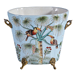 Кашпо из голубого фарфора с бронзовыми элементами Blue Garden варинант исполнения - 1 | Loft Concept в Челябинске