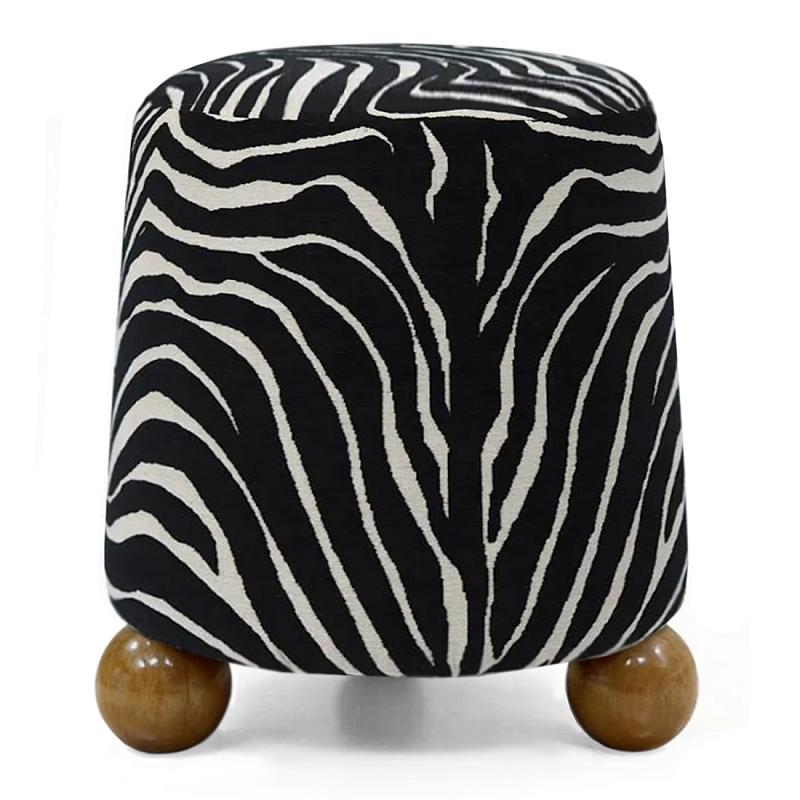 Пуф Wakonda обивка ZEBRA с Круглыми ножками  Черно-белый Коричневый в Челябинске | Loft Concept 