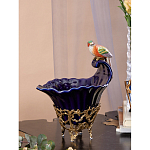 Чаша темно-синего цвета из фарфора с разноцветной птичкой Eden Garden porcelain and bronze варинант исполнения - 4 | Loft Concept в Челябинске