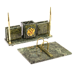 Настольный письменный набор из змеевика с гербом России Successful Leader варинант исполнения - 3 | Loft Concept в Челябинске