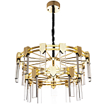 Двухъярусная люстра с прямоугольными хрустальными плафонами Glass Rectangles Gold Chandelier 76 варинант исполнения - 2 | Loft Concept в Челябинске