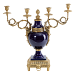 Подсвечник из темно-синего фарфора на бронзовой подставке с фигурками ангелов и декоративными ручками Eden Garden варинант исполнения - 1 | Loft Concept в Челябинске