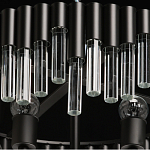 Люстра круглая из матового черного металла с подвесками из прозрачных стеклянных трубок Noir Tubes варинант исполнения - 8 | Loft Concept в Челябинске