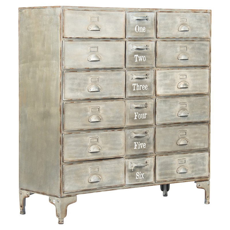 Комод металлический в стиле лофт Oscar Drawer Cabinet Серебряный Комод металлический в стиле лофт Oscar Drawer Cabinet Серебряный в Челябинске | Loft Concept