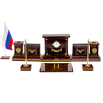 Настольный письменный набор с часами и визитницами из природного камня обсидиана Royal Present варинант исполнения - 1 | Loft Concept в Челябинске