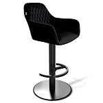 Барный стул вращающийся со спинкой и подлокотниками Douglas Rhombus Черный Велюр варинант исполнения - 1 | Loft Concept в Челябинске