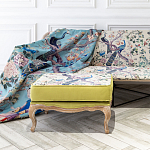 Банкетка из массива бука с изображением птиц и цветов Beige Green Chinoiserie Garden Banquette варинант исполнения - 3 | Loft Concept в Челябинске