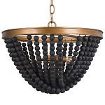 Люстра с подвесками в виде круглых деревянных черных бусин Black Wooden Beads Chandelier варинант исполнения - 1 | Loft Concept в Челябинске