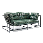 Диван Лофт Натуральная Винтажная кожа Зеленый Two Seat Encounter Leather Sofa варинант исполнения - 2 | Loft Concept в Челябинске