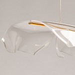 Люстра линейная с 3-мя белыми волнистыми плафонами Wave Line варинант исполнения - 8 | Loft Concept в Челябинске