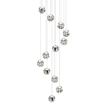 Люстра каскадня с 12-ю прозрачными шарообразными плафонами Bubbles Bocci варинант исполнения - 1 | Loft Concept в Челябинске