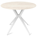Стол обеденный с круглой столешницей из керамики на четырех белых ножках Sand Ceramics варинант исполнения - 1 | Loft Concept в Челябинске