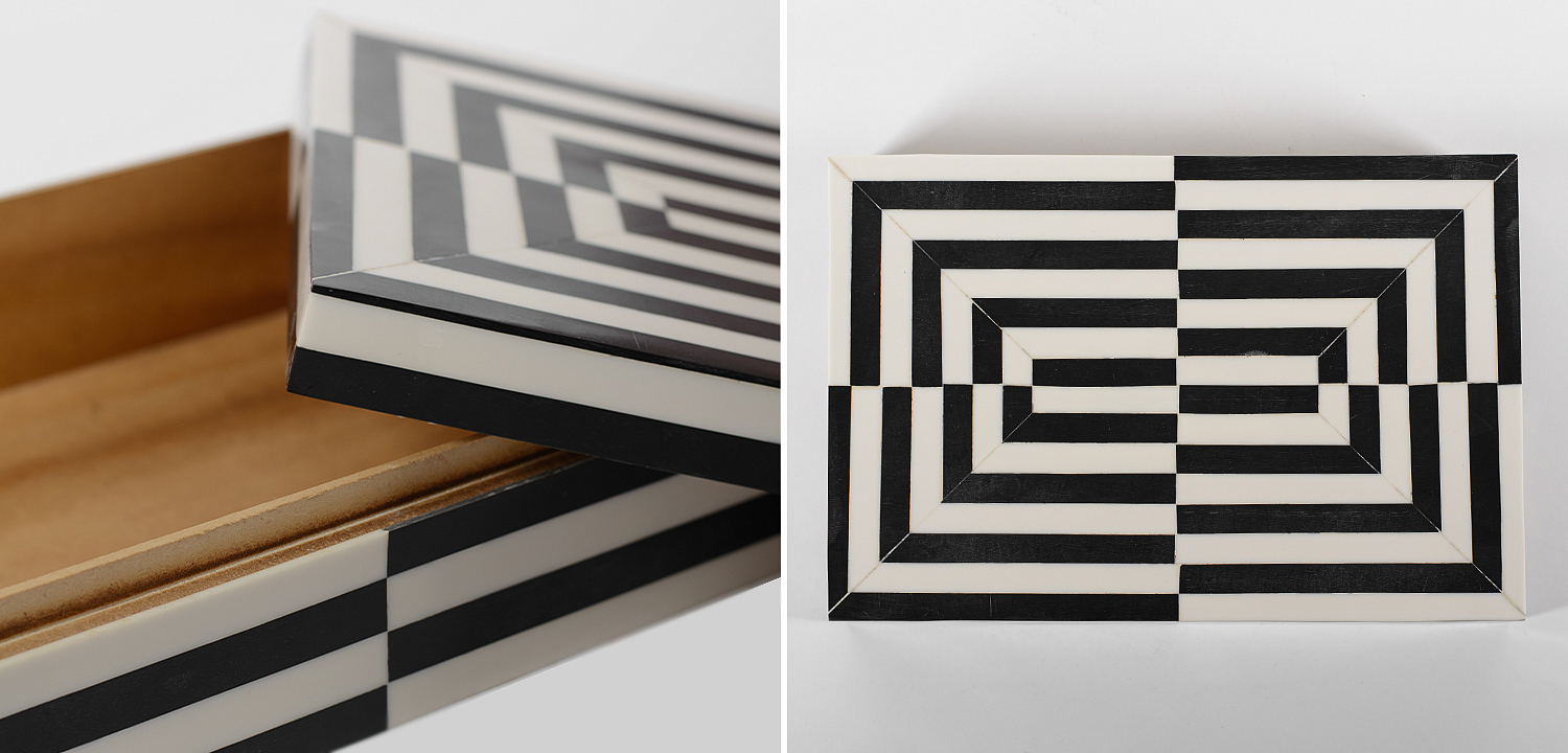 Шкатулка Black White Stripes Bone Inlay Шкатулка Black White Stripes Bone Inlay - Loft-Concept в Челябинске