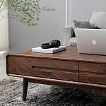 Кофейный стол из массива дерева с выдвижными ящиками Coffee Walnut Table варинант исполнения - 5 | Loft Concept в Челябинске