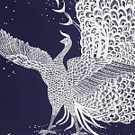 Обои ручная роспись в стиле Арт-деко Whistler Peacocks Special Colourway on Empire Blue dyed silk варинант исполнения - 2 | Loft Concept в Челябинске