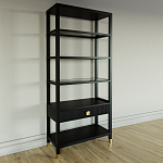 Стеллаж Elsa Dreams Black со стеклянными полками и ящиком варинант исполнения - 1 | Loft Concept в Челябинске