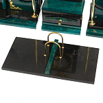 Настольный письменный набор из змеевика тёмно-зелёного цвета с декором в виде орла Successful Leader варинант исполнения - 4 | Loft Concept в Челябинске